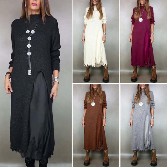 【Vestido + suéter】👗Nuevo conjunto de encaje, diseño de abertura, diseño de suéter