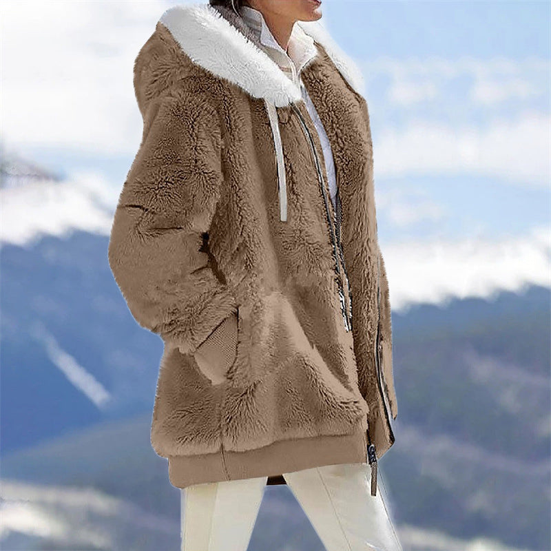 Abrigo largo de polar para mujer para otoño e invierno.