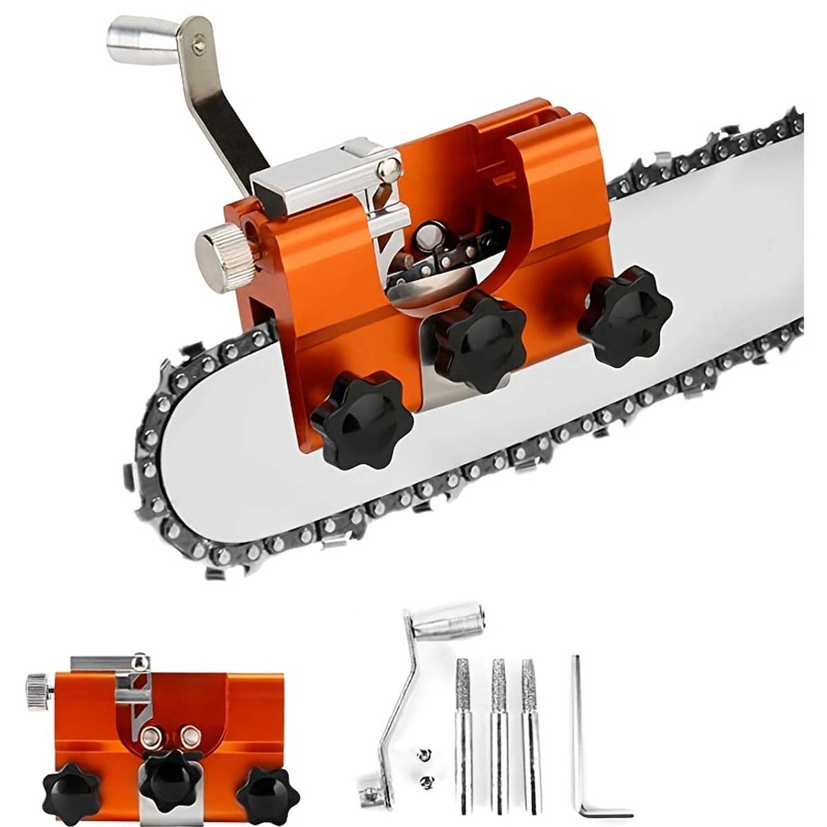 💥【50% ΜΕΙΩΣΗ】🔥🧰1 Ηλεκτρικό ακονιστήριο αλυσίδας αλυσοπρίονου, συνολικά 3 αδαμαντοκεφαλές λείανσης 4-5-6MM, 1 λαβή