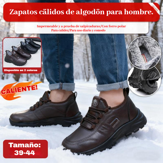 🔥🔥【Zapatos de cuero de algodón con forro polar】Zapatos de algodón cálido de piel de vaca de grano superior, suela suave y antideslizante, zapatos de cuero grueso para personas mayores en invierno.【39-44】