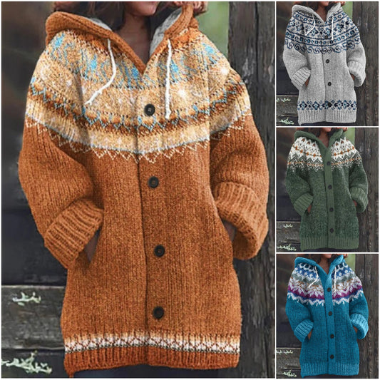 🔥【S~5XL】✨2025 Otoño/Invierno Nueva chaqueta elegante y colorida con capucha retro