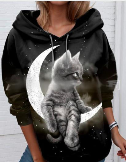 🐱【S-6XL】Nueva camiseta de invierno para mujer, lindo estampado de gato