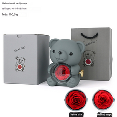 ✨Čudovit medvedek z ohranjeno vrtnico - Medvedek, okrašen s pravo vrtnico, v čudoviti darilni škatli - Romantično darilo za materinski dan, poroke, obletnice, dekliščine, božič in valentinovo.