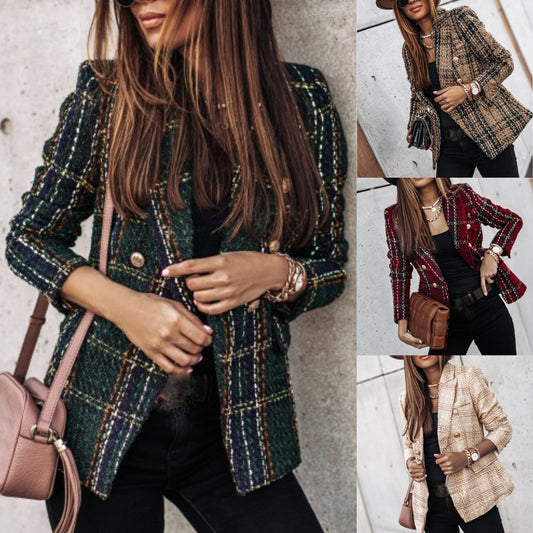 🔥Mitad de precio por tiempo limitado🔥2025 nueva chaqueta estampada con cuello de traje cruzado de manga larga de otoño e invierno【S-3XL】