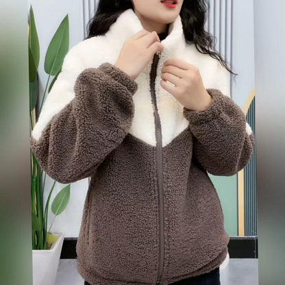 【M-4XL】Chaqueta polar de invierno, chaqueta de algodón, chaqueta de lana de cordero espesada de algodón, chaqueta abrigada