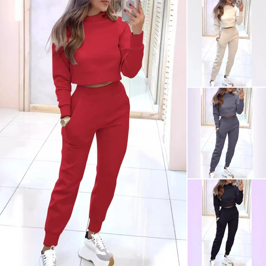 🎁【Un regalo de invierno】😍Conjunto de suéter casual de cuello alto y manga larga para mujer para otoño/invierno✨