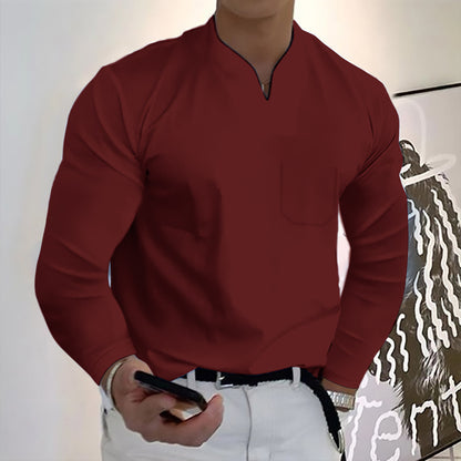 🔥【S-5XL】Camiseta de algodón elástico con cuello en V para hombre