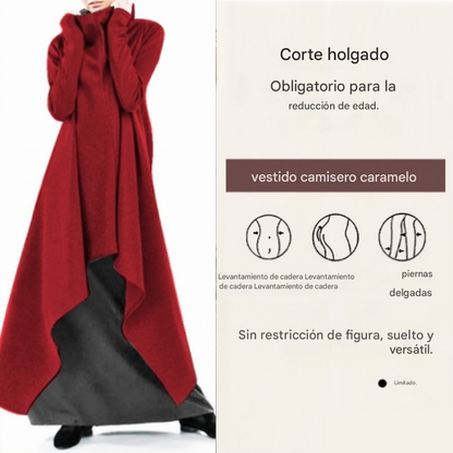 🔥【50% de descuento】👗【S-5XL】Vestido asimétrico de manga larga con capucha para mujer