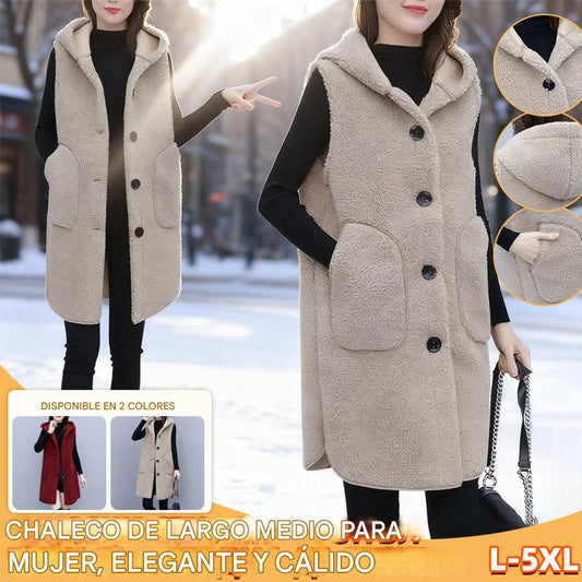 ⛄Nueva llegada de invierno❄ Chaqueta de lana con capucha, largo medio