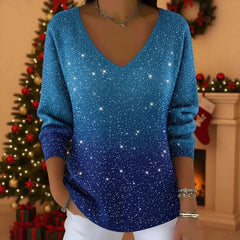 💥👚Jesensko/zimski novi ženski pulover z dolgimi rokavi in V-izrezom za leto 2026=1