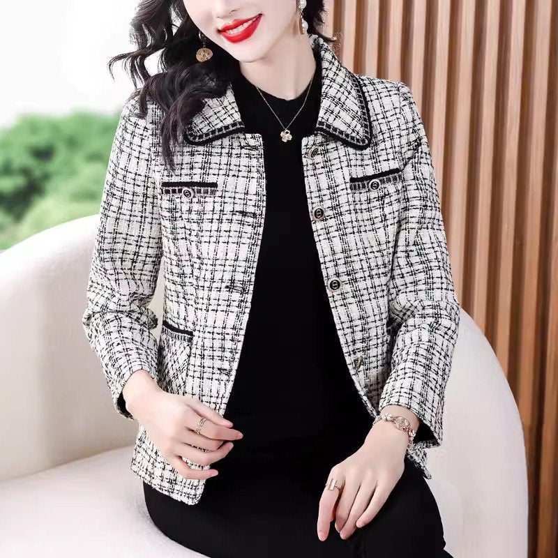 💥【Oferta especial】【L-5XL】Chaqueta de traje con solapa de muesca para mujer, nueva, otoño e invierno
