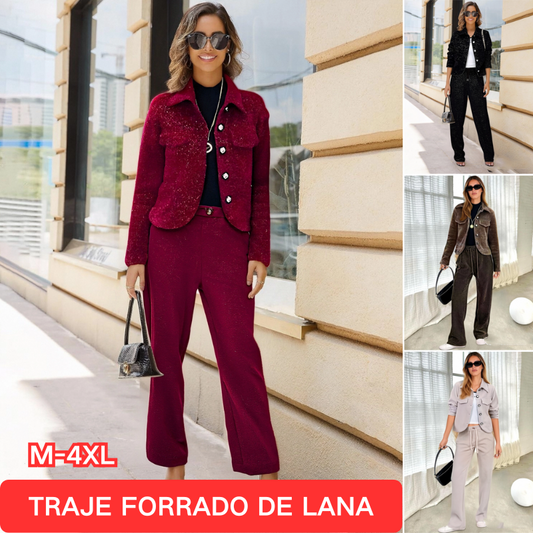 🧥[Abrigo + Pantalones] Traje plisado informal de otoño