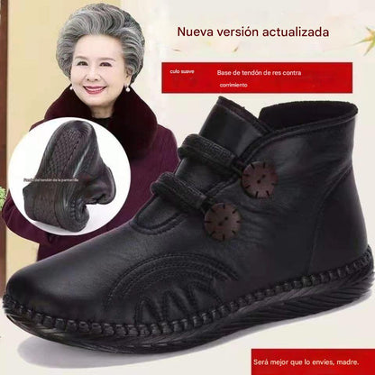 💥【Venta caliente】【35-40】Zapatos de mujer de cuero y algodón, antideslizantes y hechos a mano para otoño e invierno.