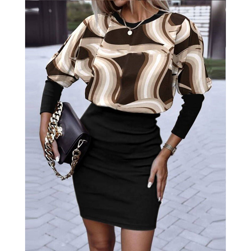 🔥🔥[Venta caliente] Nueva llegada de otoño/invierno: elegante y exquisito vestido estampado de manga larga.