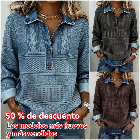 🎀🎁【50% de descuento】Sudadera de cuello medio para mujer, nueva moda, informal y multifuncional, 2026