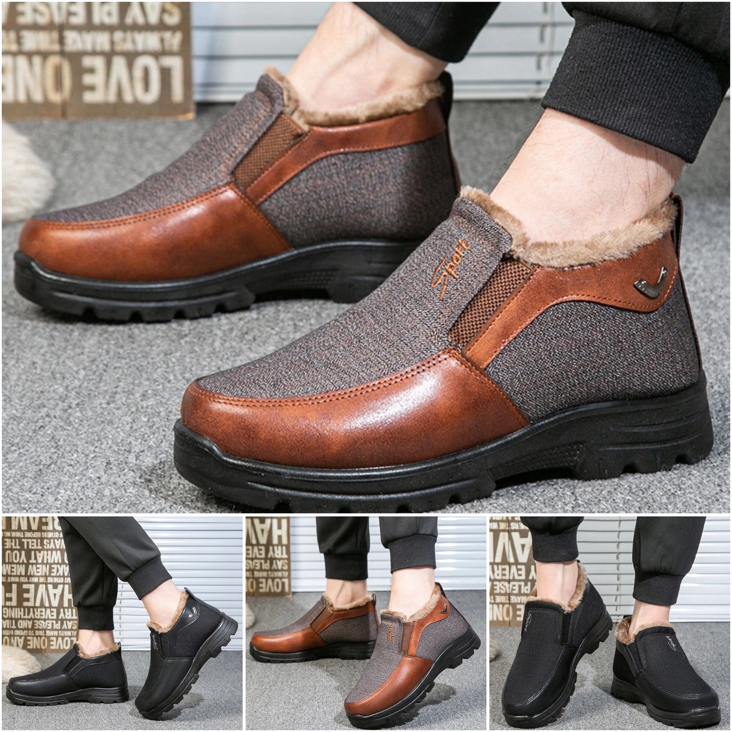 🔥 🔥【50% de descuento】 Zapatos de hombre antideslizantes, cálidos y de suela suave, adecuados para personas mayores.