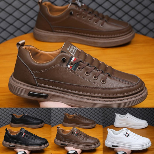 👞 Zapatillas casuales para hombre, parte superior de piel auténtica, suela suave, antideslizante y transpirable.