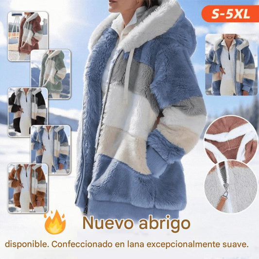 🔥¡Aprovecha el 50% de descuento durante el periodo de la oferta!💥☃️❄️Nueva chaqueta de mujer confeccionada en forro polar grueso con rayas y contrastes de color.