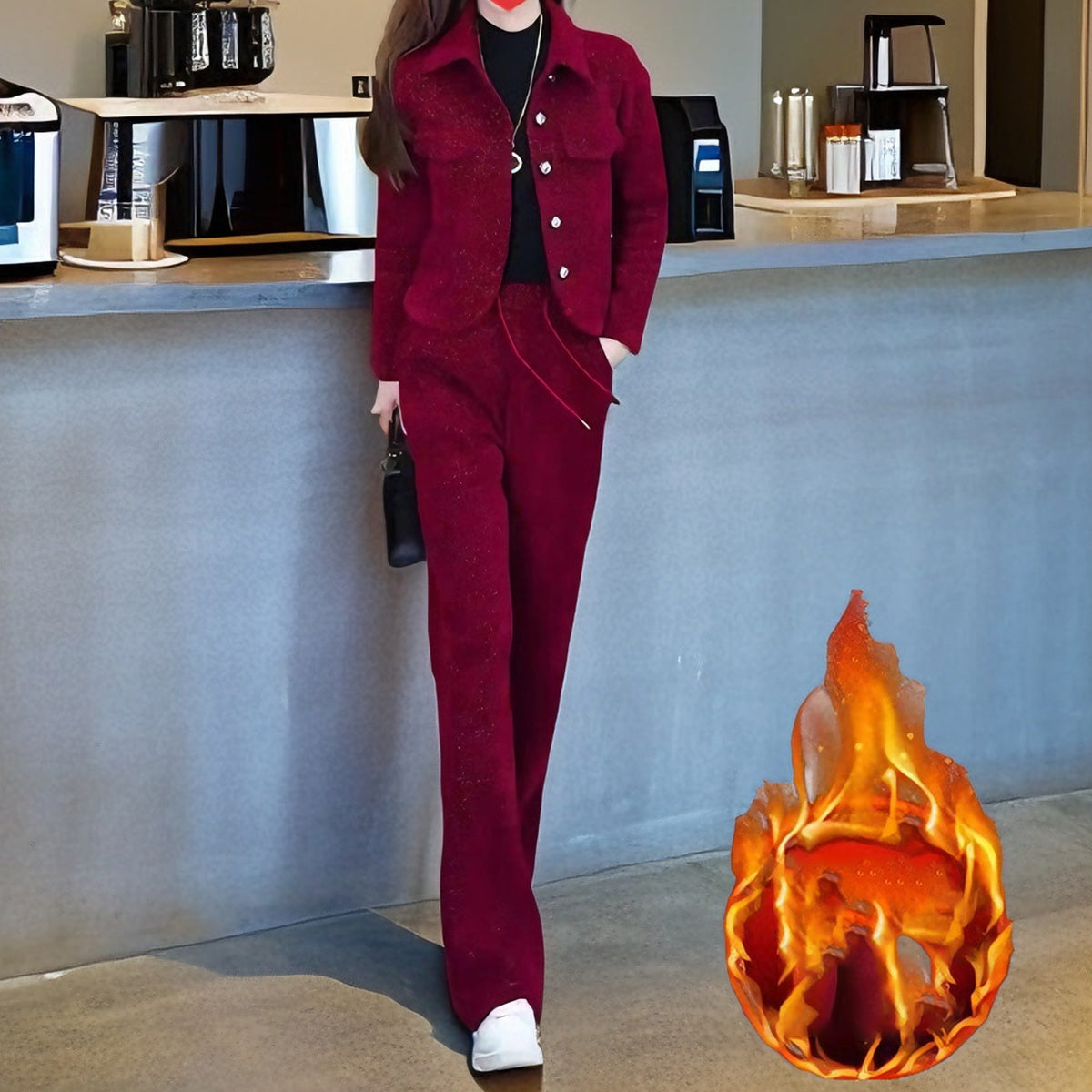 🧥[Abrigo + Pantalones] Traje plisado informal de otoño