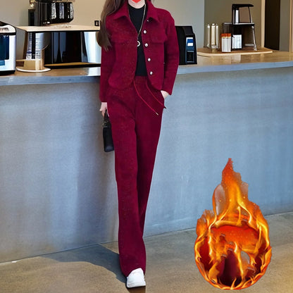 🧥[Abrigo + Pantalones] Traje plisado informal de otoño