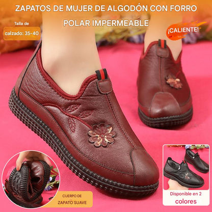 🔥Nuevos zapatos de mujer para mamás | Acolchados, cálidos y cómodos | Exterior de piel, impermeables y antideslizantes | Cómodos zapatos de invierno sin cordones para personas mayores