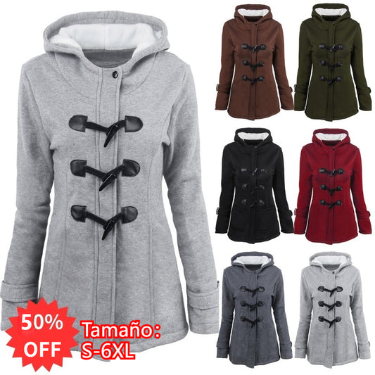 🔥【50% de descuento】🔥Abrigo de invierno con capucha de lana gruesa para mujer【S-6XL】
