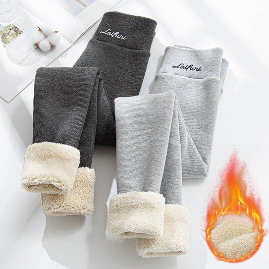 [Lana de cordero extragruesa] Leggings cálidos de invierno para mujer más algodón de terciopelo grueso