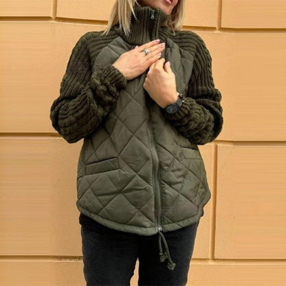 🔥【Último día 50% de descuento】🔥Chaqueta de punto de patchwork para mujer, cálida y acogedora para el invierno.