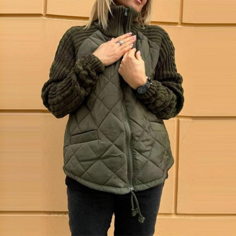 🔥【Último día 50% de descuento】🔥Chaqueta de punto de patchwork para mujer, cálida y acogedora para el invierno.