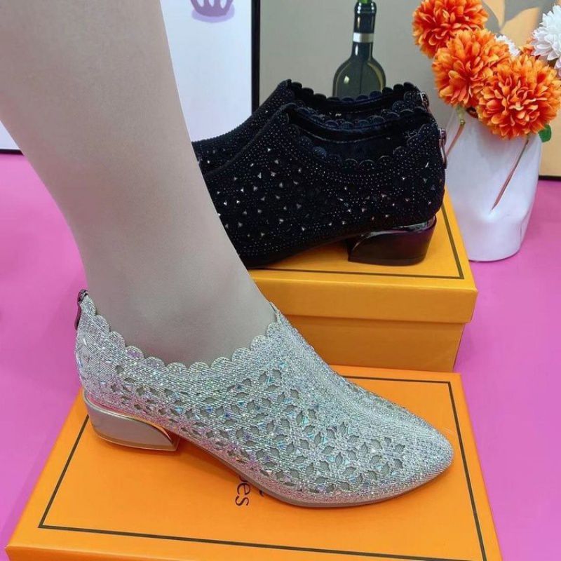 【35-41】Nuevos zapatos de mujer de piel nabuk con tacones huecos y gruesos, modelo 2025 (altura del tacón 3 cm)