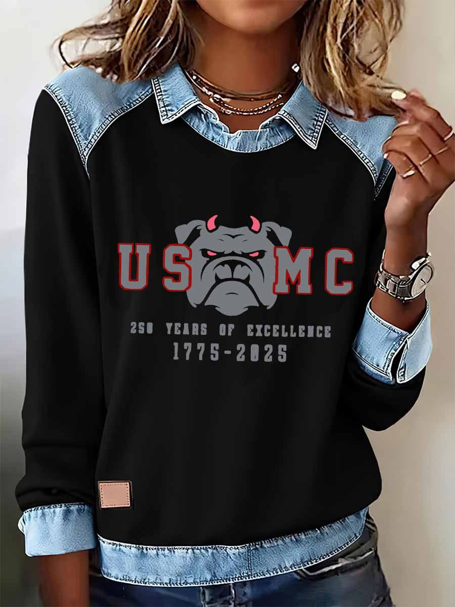 【S-5XL】👕Camisa vaquera con capucha y patchwork para mujer,el diseño de patchwork muestra un gusto único.