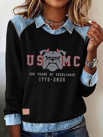 【S-5XL】👕Camisa vaquera con capucha y patchwork para mujer,el diseño de patchwork muestra un gusto único.