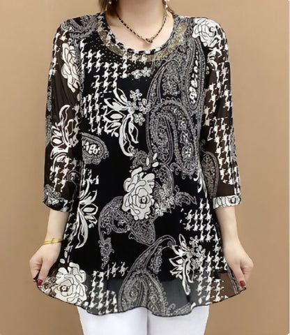 💕【XL-6XL】Camisa de verano nueva 2025, elástica y suelta, que cubre el vientre, top