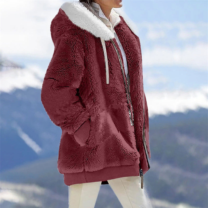 Abrigo largo de polar para mujer para otoño e invierno.