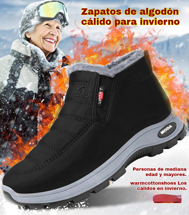 👢【50% de descuento】Botas de algodón para mujer, botas de mujer en tallas grandes/botas de algodón resistentes al frío y cálidas para personas de mediana edad y mayores/botas de nieve gruesas y de terciopelo, botas de mujer con suela alta
