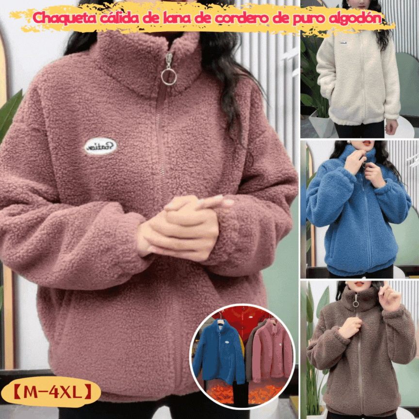 🔥🔥【M-4XL】Chaqueta cálida de lana de cordero de puro algodón
