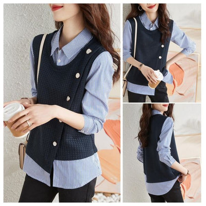 💕【S-3XL】Camisa de manga larga fina irregular de nuevo diseño para mujer