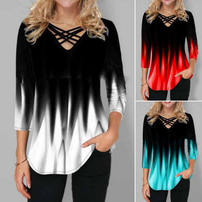 🔥【S-5XL】Camiseta de mujer Camiseta de mujer moderna, informal y con cuello en V