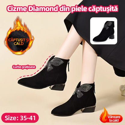 【35-41】2025 Νέο Φθινόπωρο και Χειμώνας παχύ τακούνι μπότες δερμάτινα παπούτσια