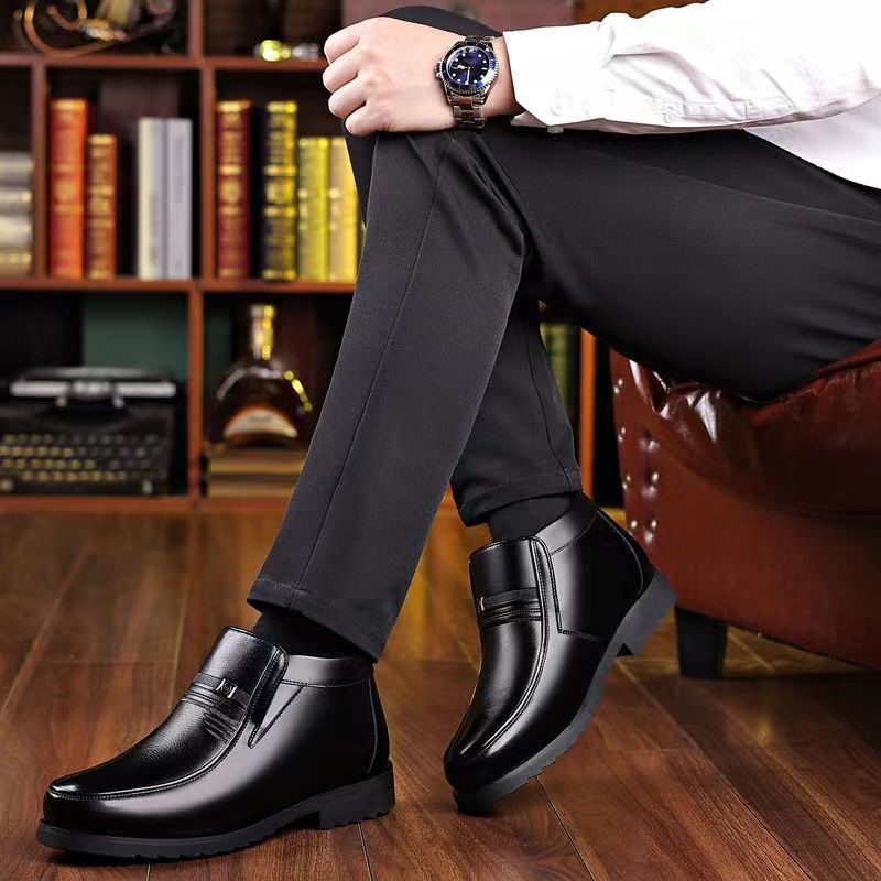 🔥Oferta por tiempo limitado🔥【Tallas 38-44】Nuevos zapatos de cuero auténtico para hombre 2025, botas de ante gruesas que retienen el calor.
