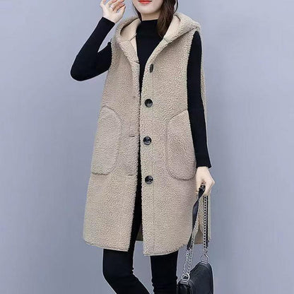 ⛄Nueva llegada de invierno❄ Chaqueta de lana con capucha, largo medio