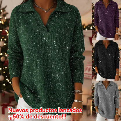 📣Nuevos productos lanzados, ¡¡¡50% de descuento!!!🎉🔥【S-3XL】Suéter de punto con estampado de purpurina