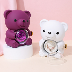 ✨Čudovit medvedek z ohranjeno vrtnico - Medvedek, okrašen s pravo vrtnico, v čudoviti darilni škatli - Romantično darilo za materinski dan, poroke, obletnice, dekliščine, božič in valentinovo.