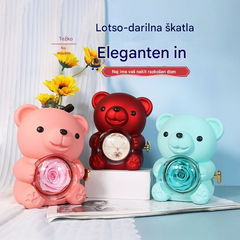 ✨Čudovit medvedek z ohranjeno vrtnico - Medvedek, okrašen s pravo vrtnico, v čudoviti darilni škatli - Romantično darilo za materinski dan, poroke, obletnice, dekliščine, božič in valentinovo.