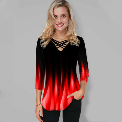 🔥【S-5XL】Camiseta de mujer Camiseta de mujer moderna, informal y con cuello en V