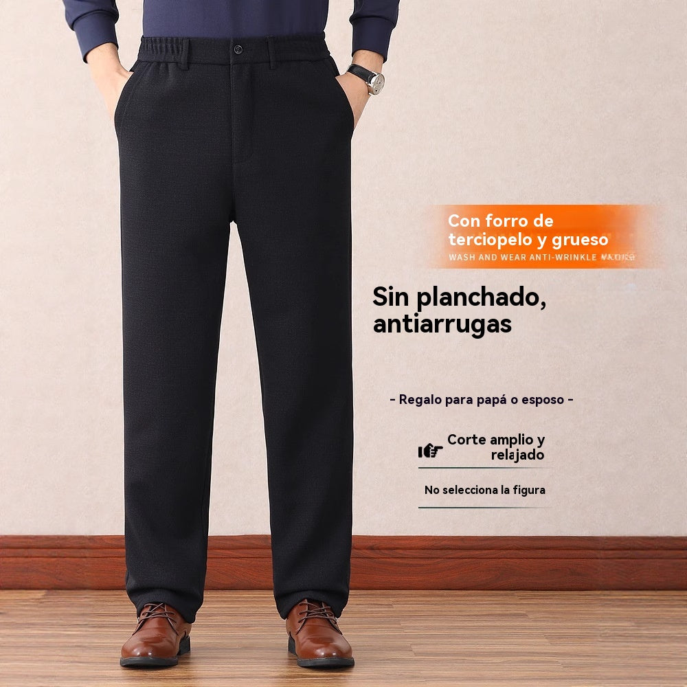 🔥【XL-7XL】Pantalones informales de invierno con forro polar