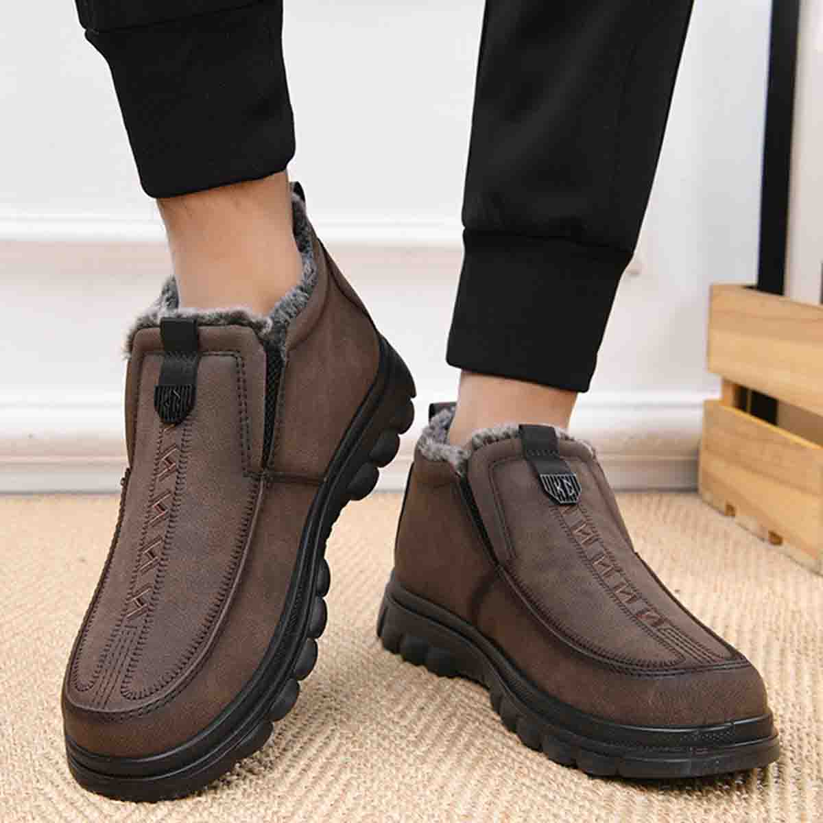 【39-47】Zapatos casuales cálidos para hombre, punta redonda, cómodos, antideslizantes y duraderos.