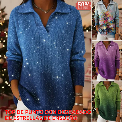 🔥【S-5XL】Suéter de punto con estampado degradado de cielo estrellado de ensueño
