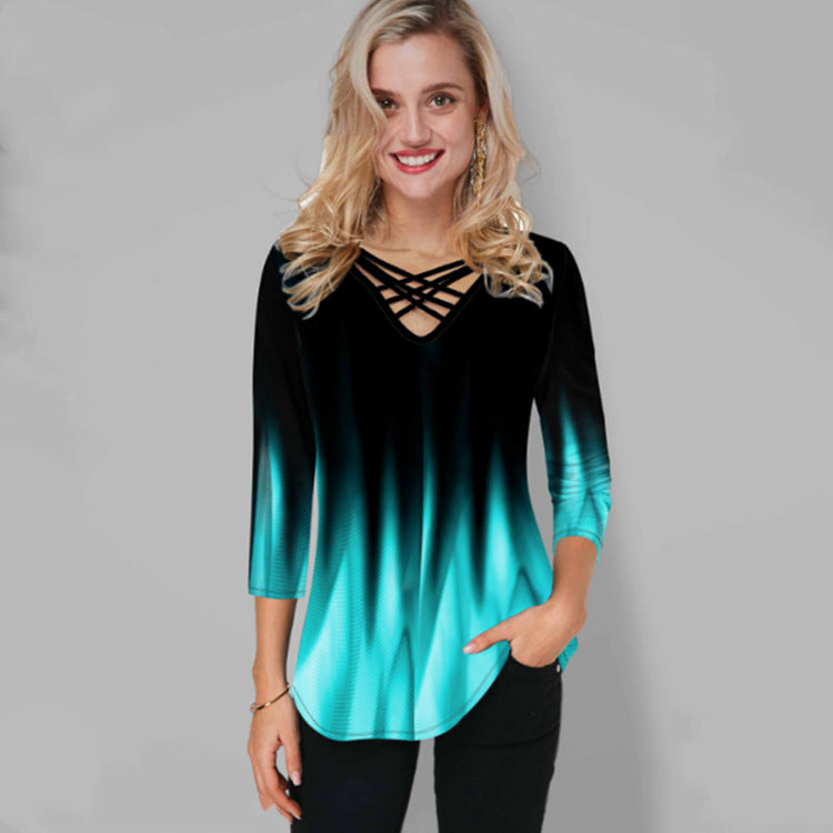 🔥【S-5XL】Camiseta de mujer Camiseta de mujer moderna, informal y con cuello en V