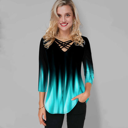 🔥【S-5XL】Camiseta de mujer Camiseta de mujer moderna, informal y con cuello en V